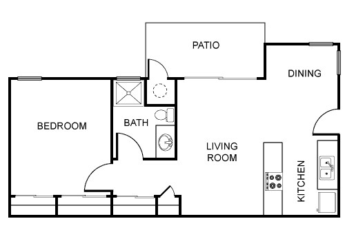 1 Bedroom/ 1 Bath floor plan